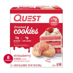 Quest Frosted Protein Cookies - Soft Baked Strawberry Flavor (8 Count) - Cooky, Snack