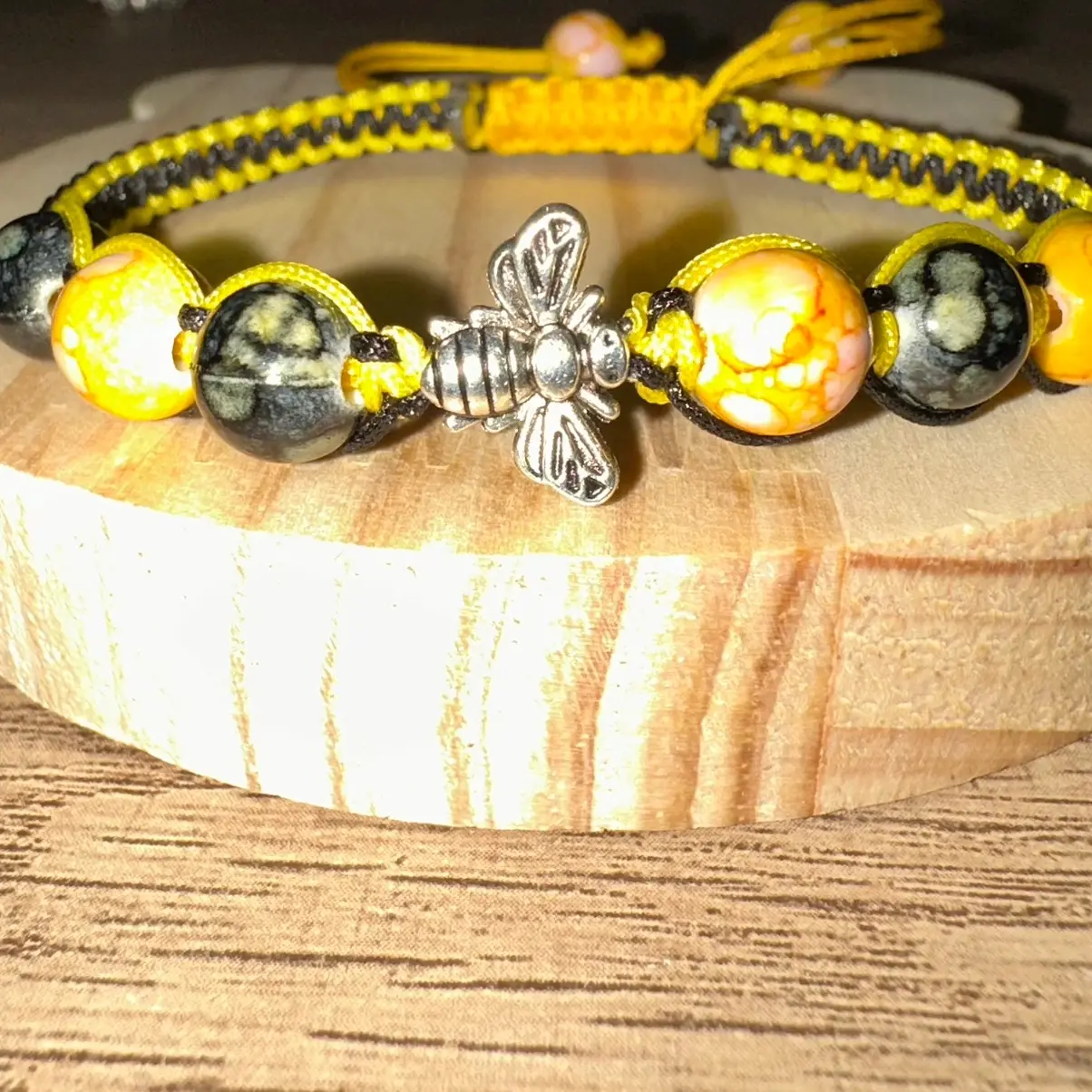 Bee charm macrame bracelet Birthday Anniversary Daily