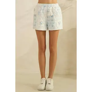 The Kinley Floral Quilted Lounge Shorts - Blue