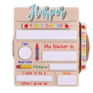 Custom Interchangeable First Day of School Sign, Personalized Wooden School Board Gift for Student, Custom Wooden School Sign, Back to School Sign