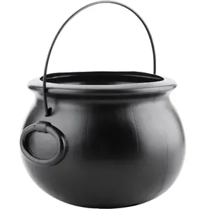 PMU 8" Halloween Plastic Cauldron -Black candy bowl - Candy Holder for Kids -Witch Cauldron Pot Bucket for Halloween Party Favors & Supplies - Perfect for Trick or Treat