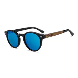 Midtown - Walnut Wood & Blue Mirror Lenses