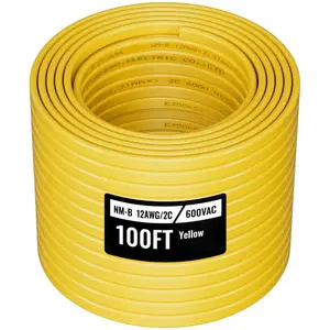 VEVOR NM-B Wire, 14AWG/2C Non-Mettalic Residential Indoor Electrical Wire with Ground, PVC Sheathed High-Purity Copper Core Cable, for Outlets, Switches, Other Loads Lighting Wiring Project(100 ft)VEVOR Super Brand Day