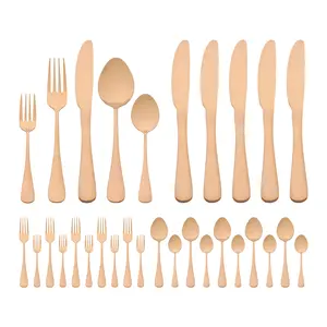 REGALWOVEN 30 Piece Stainless Steel Flatware Set Mirror Polished Cutlery with Spoons Forks Kitchen Tableware for Dining Serving 30 PCS Rose Gold