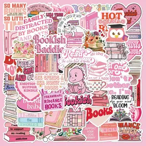 Bookish Series Sticker, Sticker Sheets, 50pcs/set Waterproof Self Adhesive Decor Paper with 1 Count Storage Box, Decor Sticker for Gift Greeting Card Water Bottle