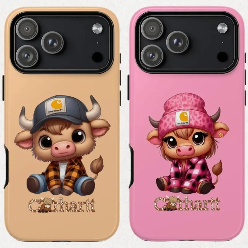The Couple Cutest Highland Cow Carhartt Tough Phone Case For IPhone 17 Promax, For 16 - 11 Pro Max, Accessories Protection