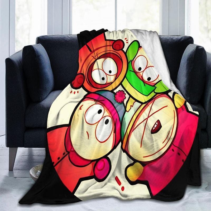 South Park 2 Theme Soft Flannel Blanket - Vibrant Cartoon Character Design, Essential for Home, Office, and Travel, Perfect Christmas Birthday Gift soft flannel sofa