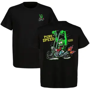 Lethal Threat Pure Speed T-Shirt – Wild Green Monster Motorcycle Graphic Tee for Biker Enthusiasts & Chopper Addicts, Hot Rod Culture Shirt for Men