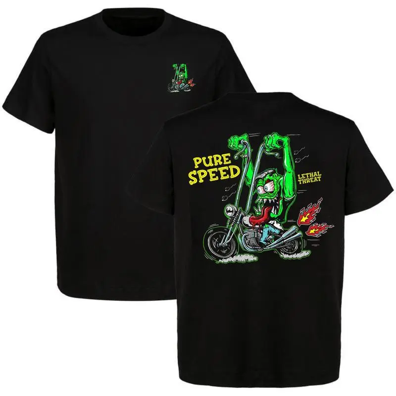 Lethal Threat Pure Speed T-Shirt – Wild Green Monster Motorcycle Graphic Tee for Biker Enthusiasts & Chopper Addicts, Hot Rod Culture Shirt for Men
