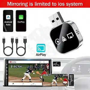 3-in-1 Wired to Wireless CarPlay Adapter AirPlay Screen Mirroring, Plug & Play, Low Latency Fast Connection, Stable Signal, Compatible with Factory Wired CarPlay Cars, Mini Portable Must-Have Car Electronics Gadget (Batteries Not Included)