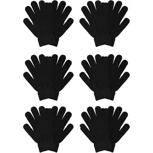 6 Pairs Winter Magic Gloves for Women Men Knit Black Gloves Cold Weather Thermal Warm Stretchy Gloves Mittens for Running Driving Hiking