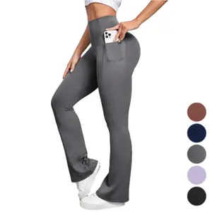 Women's Flare Yoga Pants Bootcut Leggings with Pockets - High Waist Flare Bottom Workout Pants compression pant
