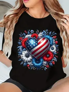 Patriotic Women S American Flag Casual T Shirt Perfect Gift for Mothers Day Wife or Mom Independence Day 4th of July