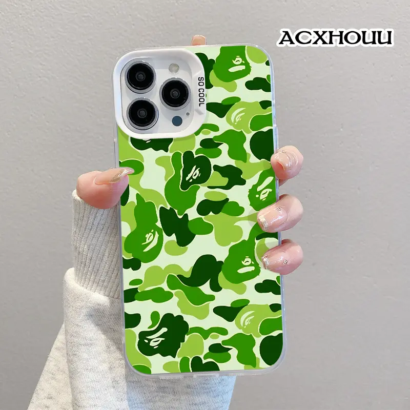 Softcase for iPhone 17 16 E Pro Max 15 Plus 14 13 12 11 XS XR CaseGreen Camo Masks Anti-Fall Shockproof Protective Slim Cover