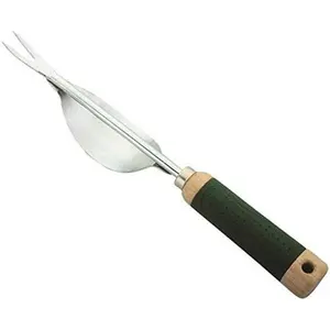 Weeding Tool - Leverage Metal Base Creates  Angle for Easy Weed Removal and Deeper Digging -  V Nose Digs deep to Roots - Stainless Rust Proof Steel