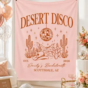 Desert Disco Bachelorette Decor, Custom Bach Backdrop, Cowgirl Bachelorette Party Banner, Bachelorette Tapestry Bridal Shower Photo Backdrop