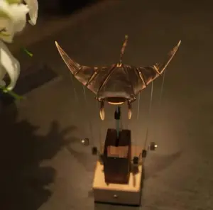 Handcrafted Wooden Manta Ray Automaton – Kinetic Art That Brings the Ocean to Your Home