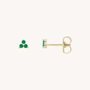 Small Trio Emerald Studs