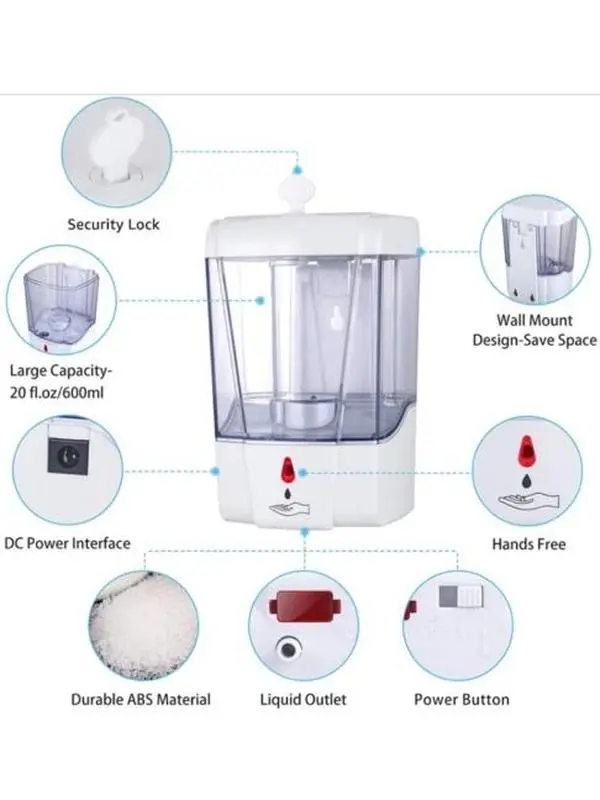 700MLAutomatic Liquid Soap Dispenser Handfree Touchless IR Sensor Wall Mount