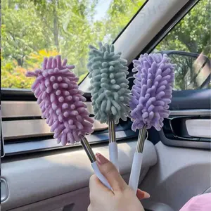 Stainless Steel Extendable Feather Duster, Chenille Dusting Brush, Multi-Functional Retractable Home Cleaning Tool, Ultra-Fine Fiber Mini Car Duster, Cleaning Supplies