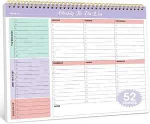 Undated Weekly To-Do List Notepad – 52 Sheets (8.5"×11"), Perfect Desk Planner for Home or Office, Ideal for Both Women and Men – Violet Dream Design