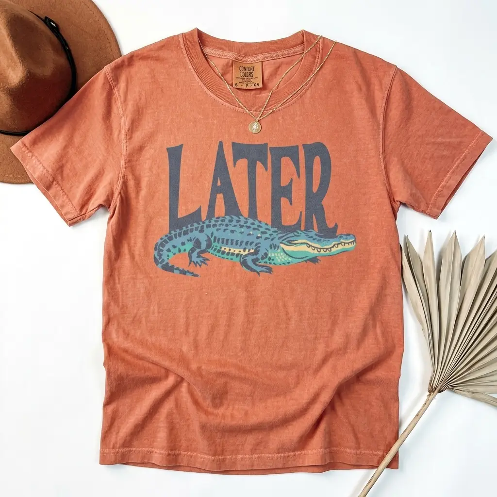 Comfort Color Later Gator T- Shirt, Vintage 90s Style Shirt,4th Of July shirt, Funny Graphic Alligator Tee, Gift For Him Or Her, Funny Mama Shirt, Mother Day Gift Top Womenswear Fitted