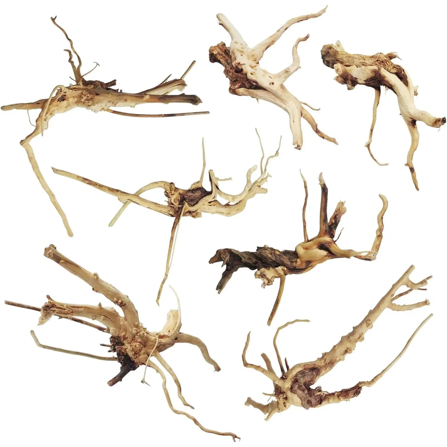 Aquarium Driftwood Reptile Branches   Spiderwood Driftwood for Aquarium 5-6" 7 count Terrarium Ornament Trunk Fish  Log Habitat Decoration Tree Stump Decor  Sizes
