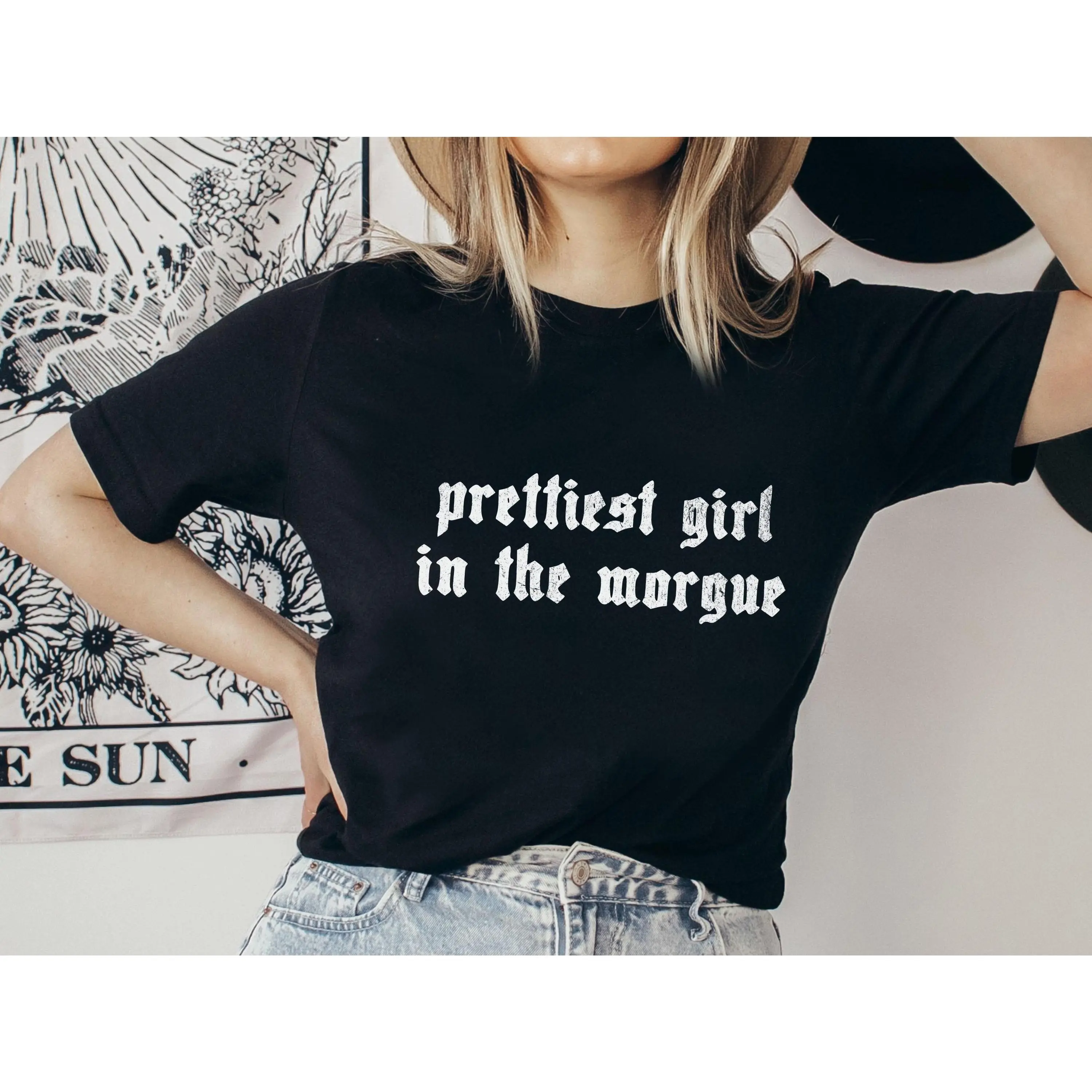 Prettiest Girl In The Morgue Goth T Shirt, Victorian Goth Clothes, Alt Clothes, Gothic Skull Clothes, Creepy Cute Gift For Her, Spooky Tee