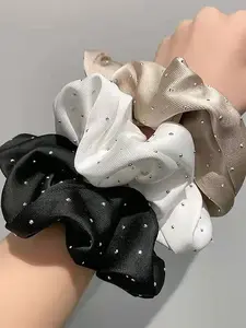 Rhinestone Decor Ruched Hair Tie, Elegant High Stretch Scrunchie for Women & Girls, Minimalist Headwear for Thick Hair, Fashion Hair Accessories for Party, Daily, Fashionable Hair Accessories, Elastic Hair Accessory