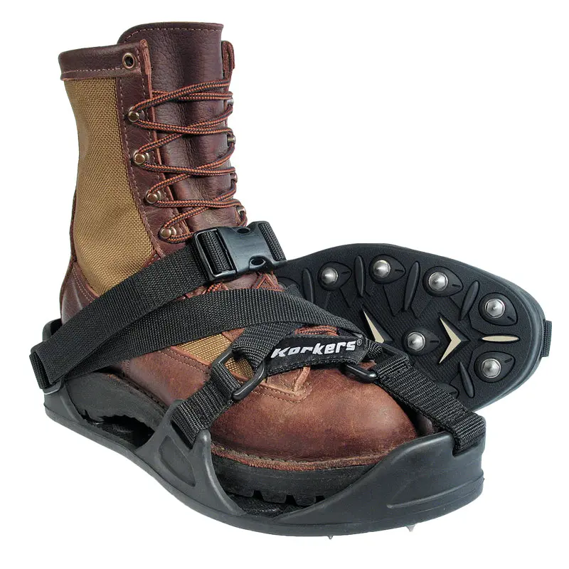Korkers Tuff-Trax Sharp Spikes Sandal - Professional Grade Security with 18 Replaceable Spikes & Quick-Release Buckle for Steep Pitches