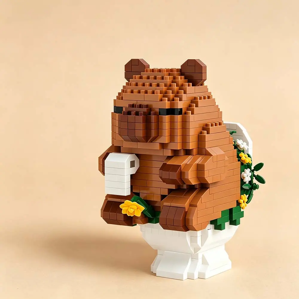 Micro Miniature Capybara on Toilet Building Blocks Set - Collectibles Buildable Model Figures, 10+ Years Target Group, Cute House Decoration, Stocking Stuffers, 1-Month Suitable Gift for Kids Teens, Blocks Figures