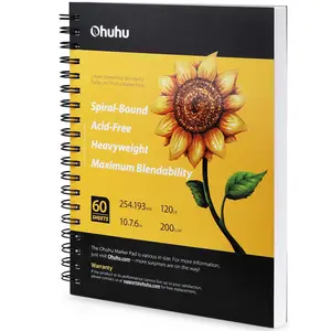 Ohuhu Spiral-Bound Marker Pad for Alcohol Markers, 120LB/200GSM Smooth Surface Art Paper, Spiral-Bound, Great for Artists to Draw, Paint & Sketch