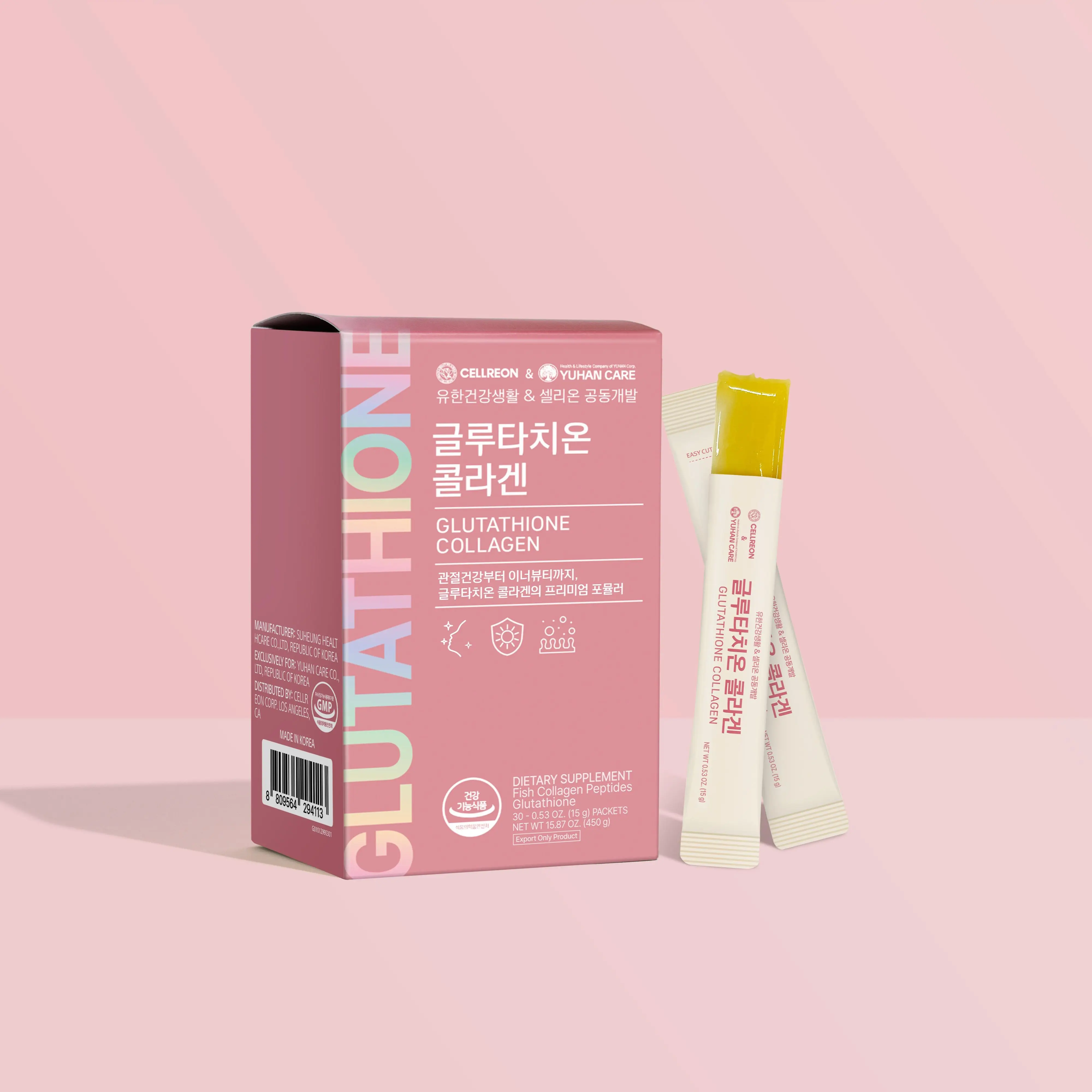 Glutathione Collagen Jelly Stick - Supports Skin Hydration, Premium Glutathione, Manufactured in a GMP-verified facility in Korea. Amazon GMP Compliance Verified Third-Party Tested for Purity and Quality, Beauty supplement, Health Supplement