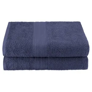 212 MAIN 2-Piece Eco-Friendly 100% Cotton Ringspun Bath Sheet Towel Set - Superior Absorbent, Navy Blue Bath Sheets