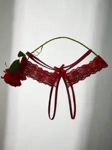 Hillary 1pc Petitdoll Bow Lace Crotchless Panties For Women