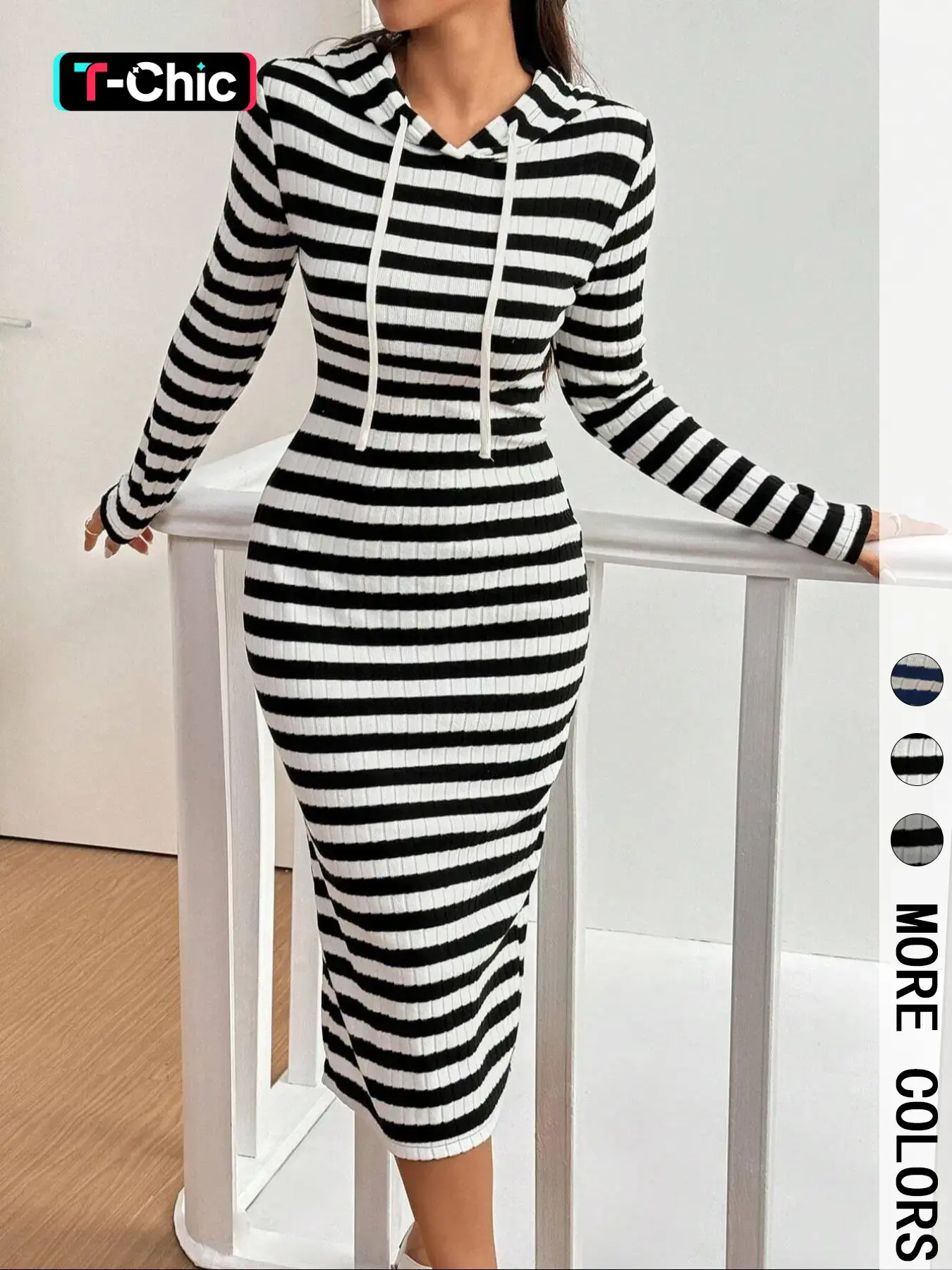 Women's Lace Bodysuit with Hood, Casual Striped One-Piece Jumpsuit, Slim Fit Long Sleeve Romper, All Seasons Wear, Fashion, Chic, Womenswear, Lady, Fabric
