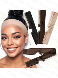 Adjustable Lace Wig Strap Set, 2 Pieces with Ear Cutouts, Natural Lace Edges, Non-Slip Nylon Buckle, Comfortable Breathable