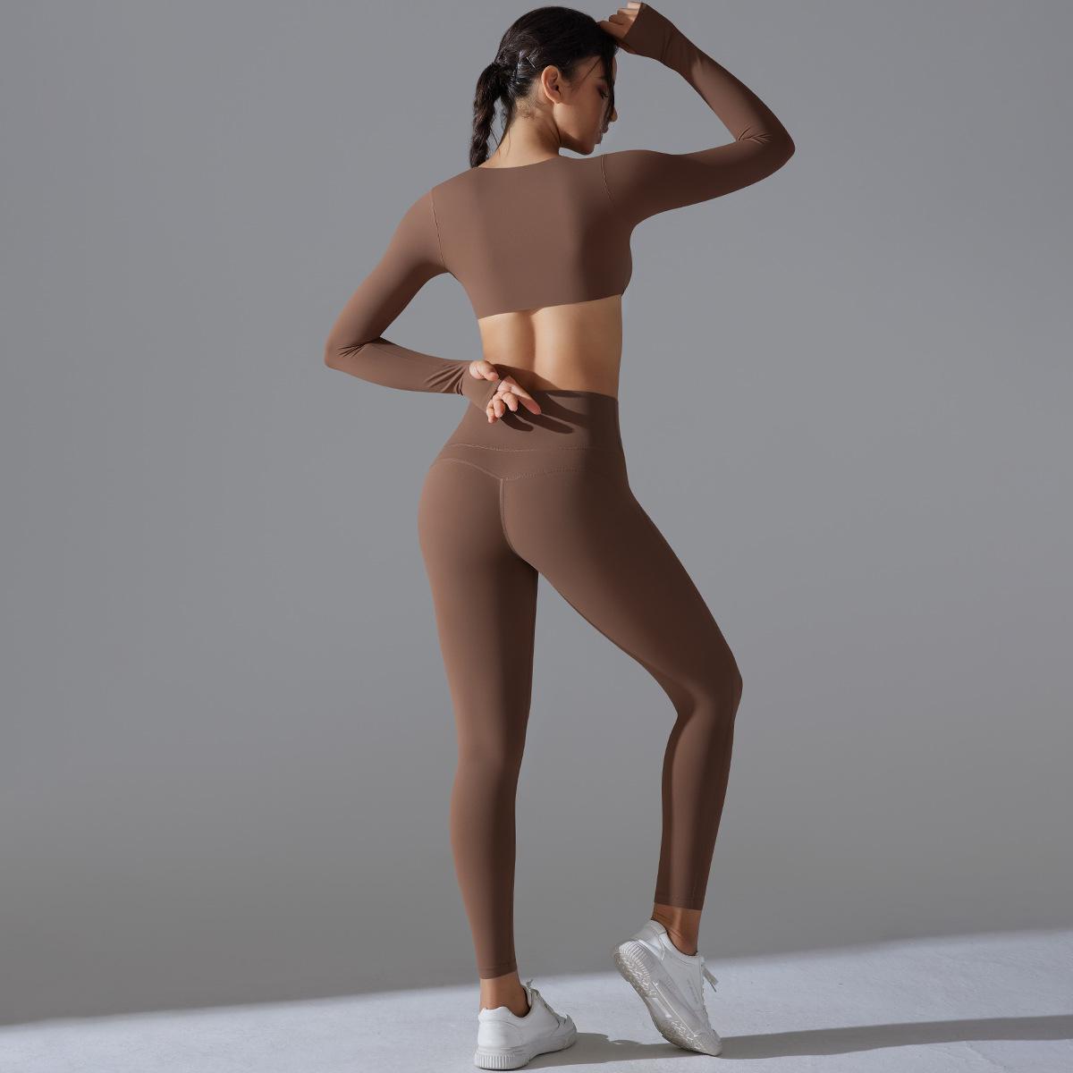 Yoga Clothes Sports Push Up Long Sleeve Workout Clothes Suit