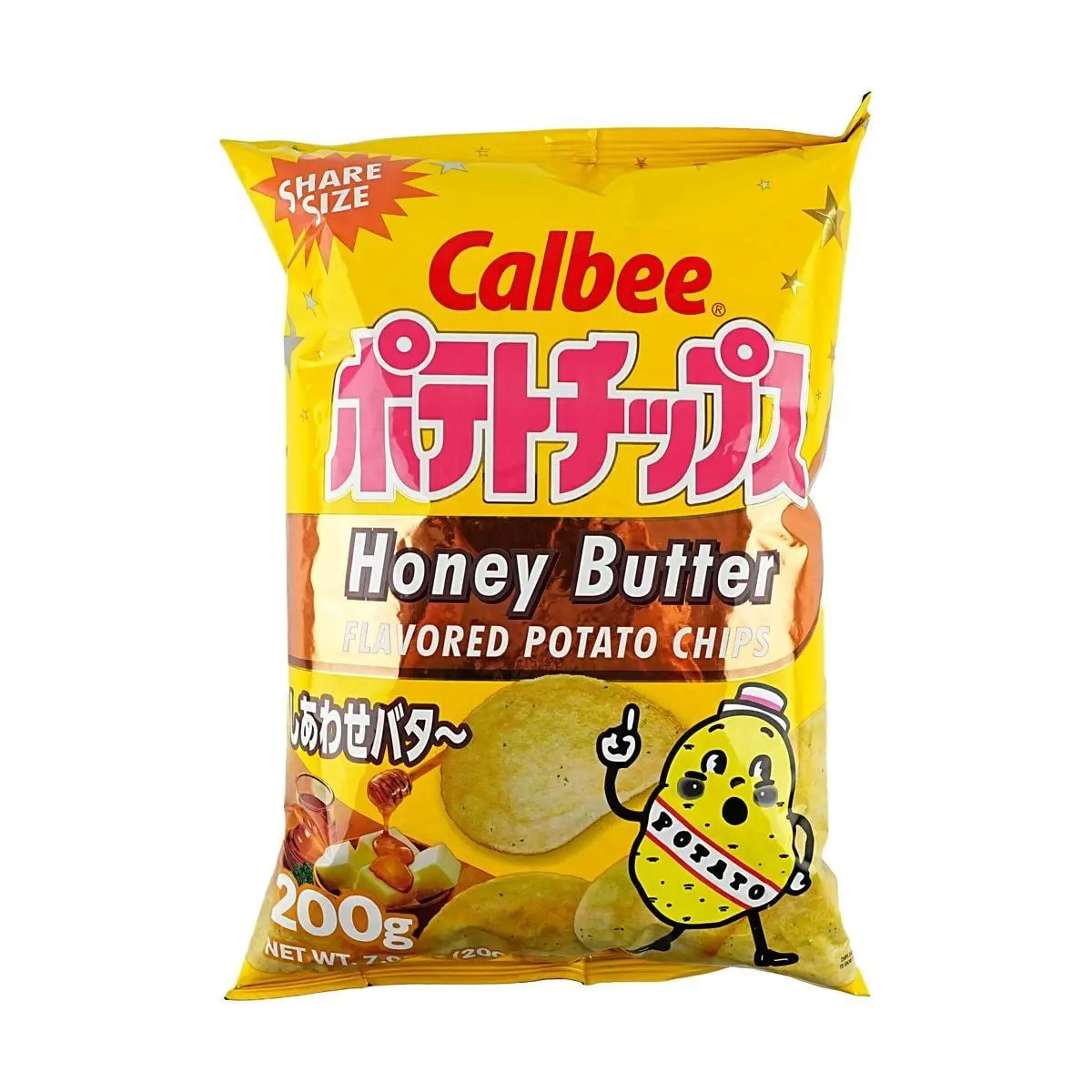 Calbee Honey Butter Potato Chips - Classic Original Cut, Shareable Family Size 200g, Authentic Japanese Snack