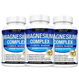 Magnesium Complex 1000mg, Chelated Multi Forms Glycinate Citrate Malate, Support Sleep Quality & Immune Function, Vegan Non-GMO, 90 Capsules