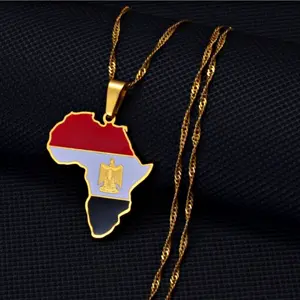 Egypt Flag Africa Map Necklace