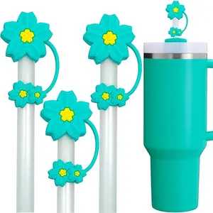 Floral Straw Cover for Stanley Cup Decorations - Flower Straw Toppers for 30 40 Oz Tumblers 3D Cute Straws Cover Cap 10mm Straws Accessories