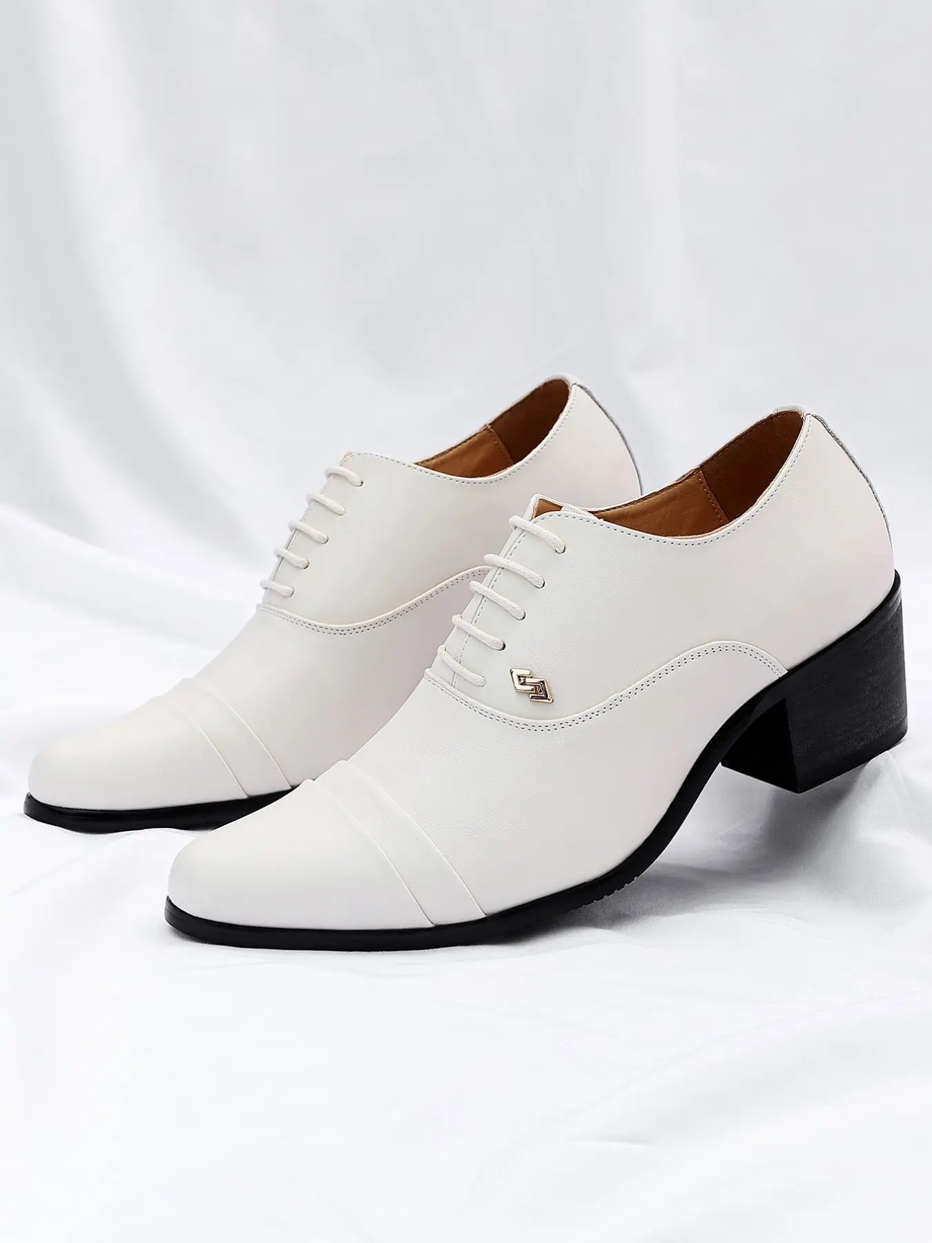 Men's Pointed Toe Closed Formal High Heel Leather Shoes, Formal Oxfords, Oxford Business Shoes, Fashionable Bow Tie Dress Shoes for Weddings, Stylish Men's Party Shoes Footwear, Business Style Footwear