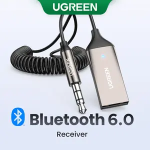 UGREEN Aux to Bluetooth 6.0 Adapter Wireless Receiver for Car Hands-Free with Built-in Microphone AUX 3.5mm Stereo Audio - Dealsforyourdays Auxiliary Cord Grey, TikTokShopSpringGlowUp,Greenish