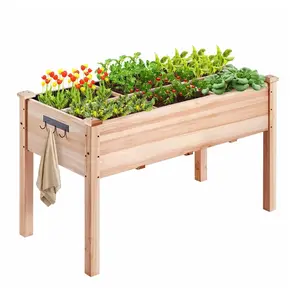 Raised Garden Bed 3.9x1.9x2.5ft, Wooden Planter Box with Legs Default