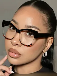 Women's Retro Cat Eye Glasses Frame, Casual Fashion Eyewear, Anti-Blue Light PC Lens, All Seasons Wearable, High-Quality Trendy Accessories, Stylish Trendy Eyewear