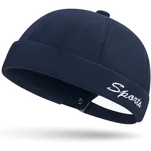 Men's Docker Cap Rolled Cuff Retro Beanie Brimless Hats for Men Adjustable Flip Sailor Skullcap