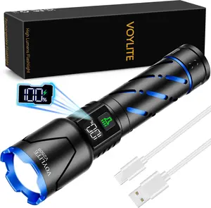 Rechargeable Flashlights High Lumens - 100000 LM, 5000mAh Battery with LCD Display, 3 Modes, Zoomable & IP67 Waterproof - for Camping, Dog Walking, Emergencies