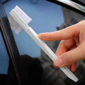 2pcs Dual-Sided Car Edge & Corner Gap Cleaning Brush - Durable Bristles for Groove Detailing
