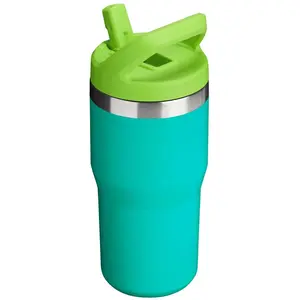 Stanley 20 oz Stainless Steel Ice Flow Go Flip Straw Tumbler Tropical Teal: Dishwasher-Safe Drinkware for Kids